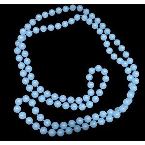 Casual Light Blue Extra Long Plastic Beaded Necklace